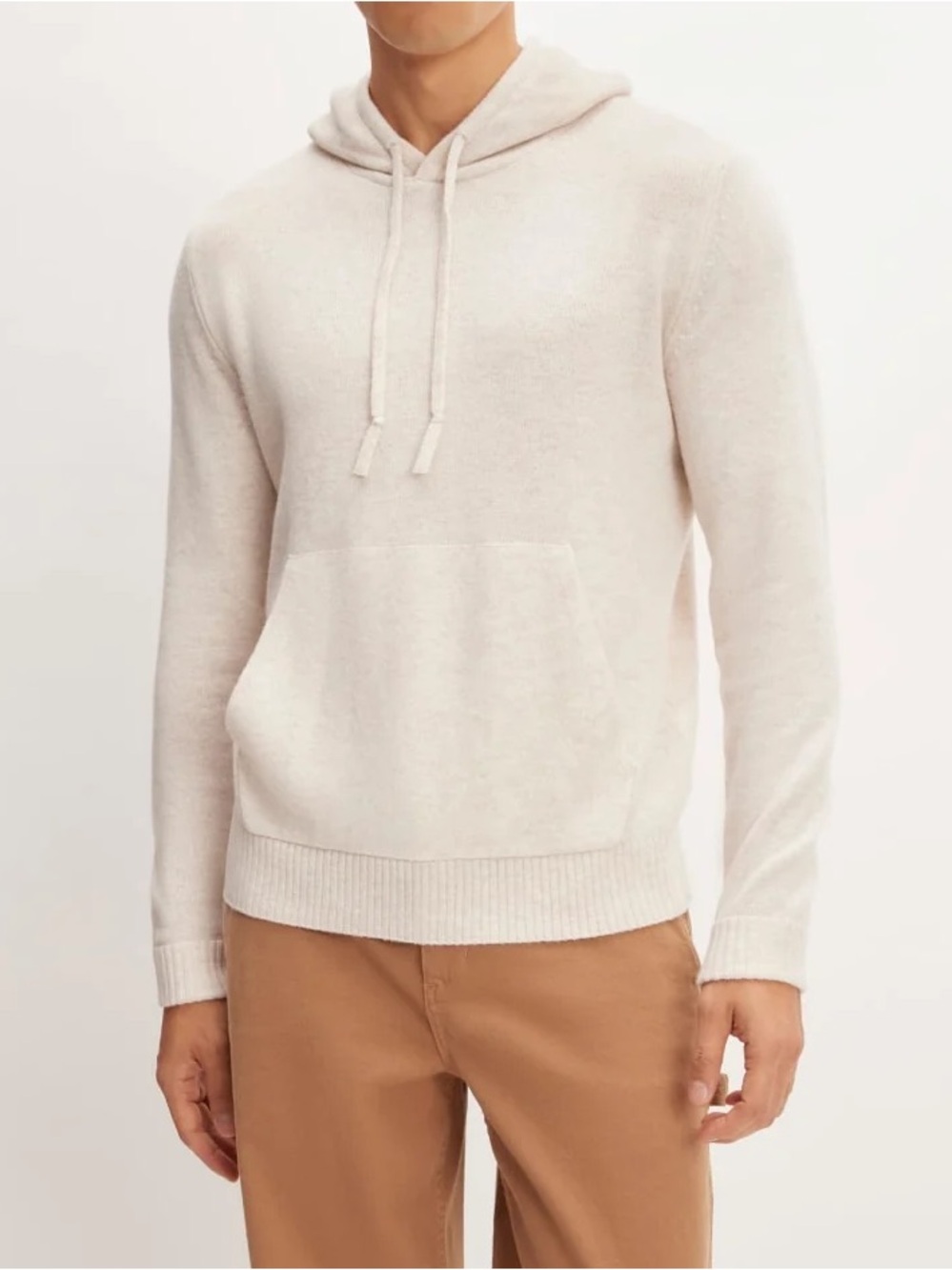 Everlane Men's Felted Merino Wool Hoodie Sweater in Heathered Oat Size Medium